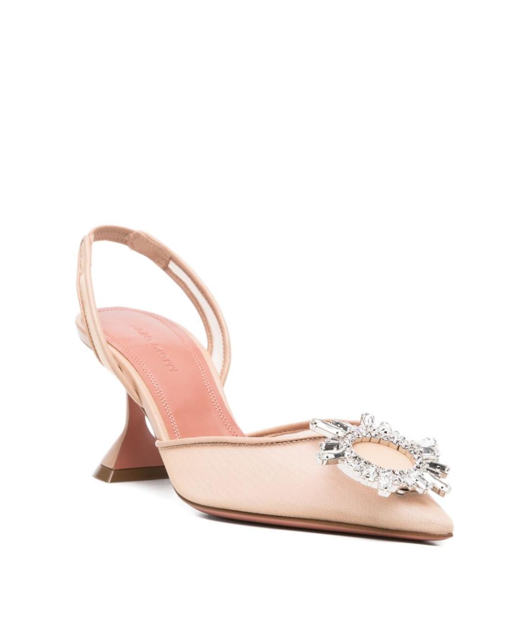 Amina Muaddi Бежевые текстильные туфли, фото 3