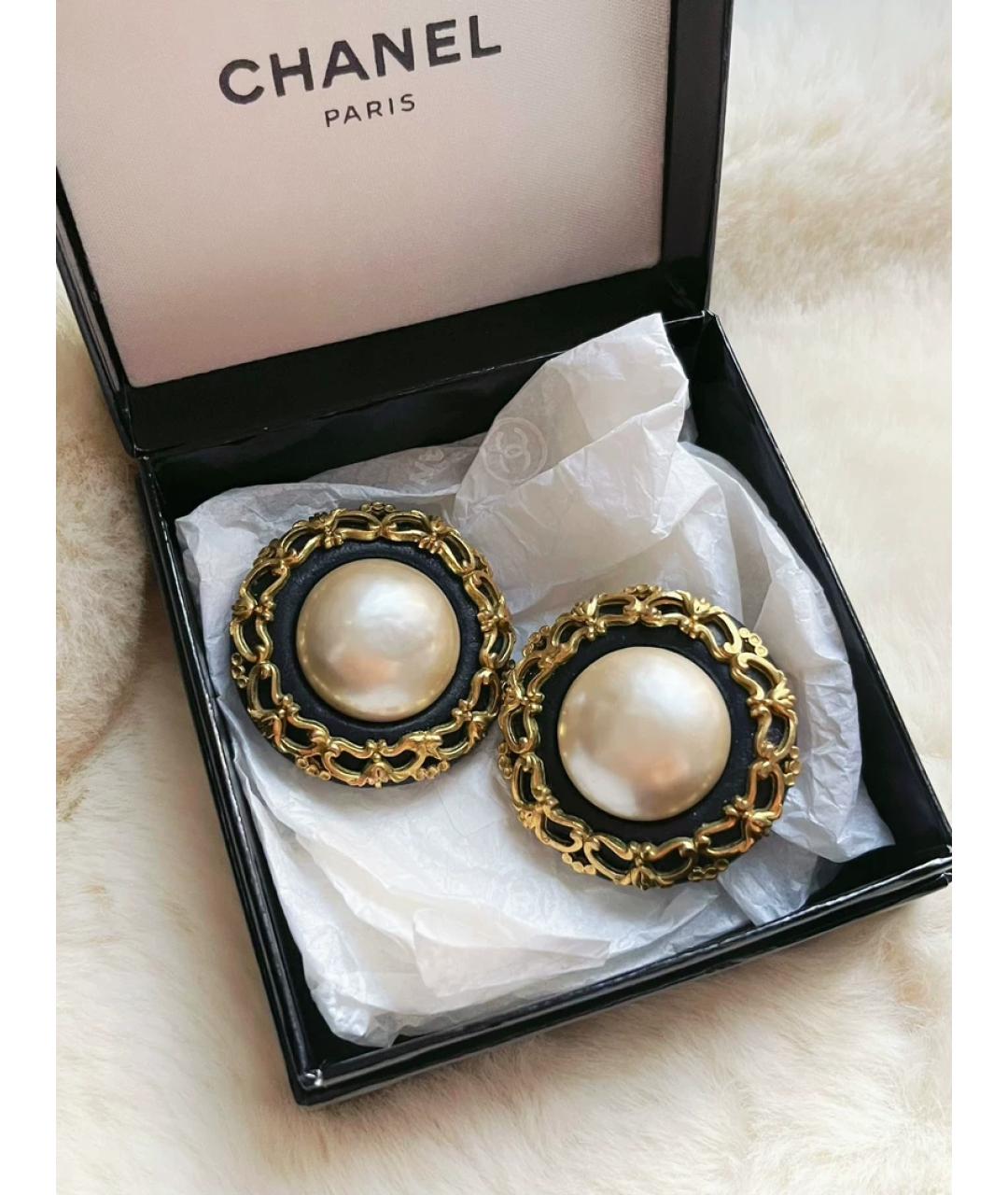 CHANEL Черные жемчужные серьги, фото 5