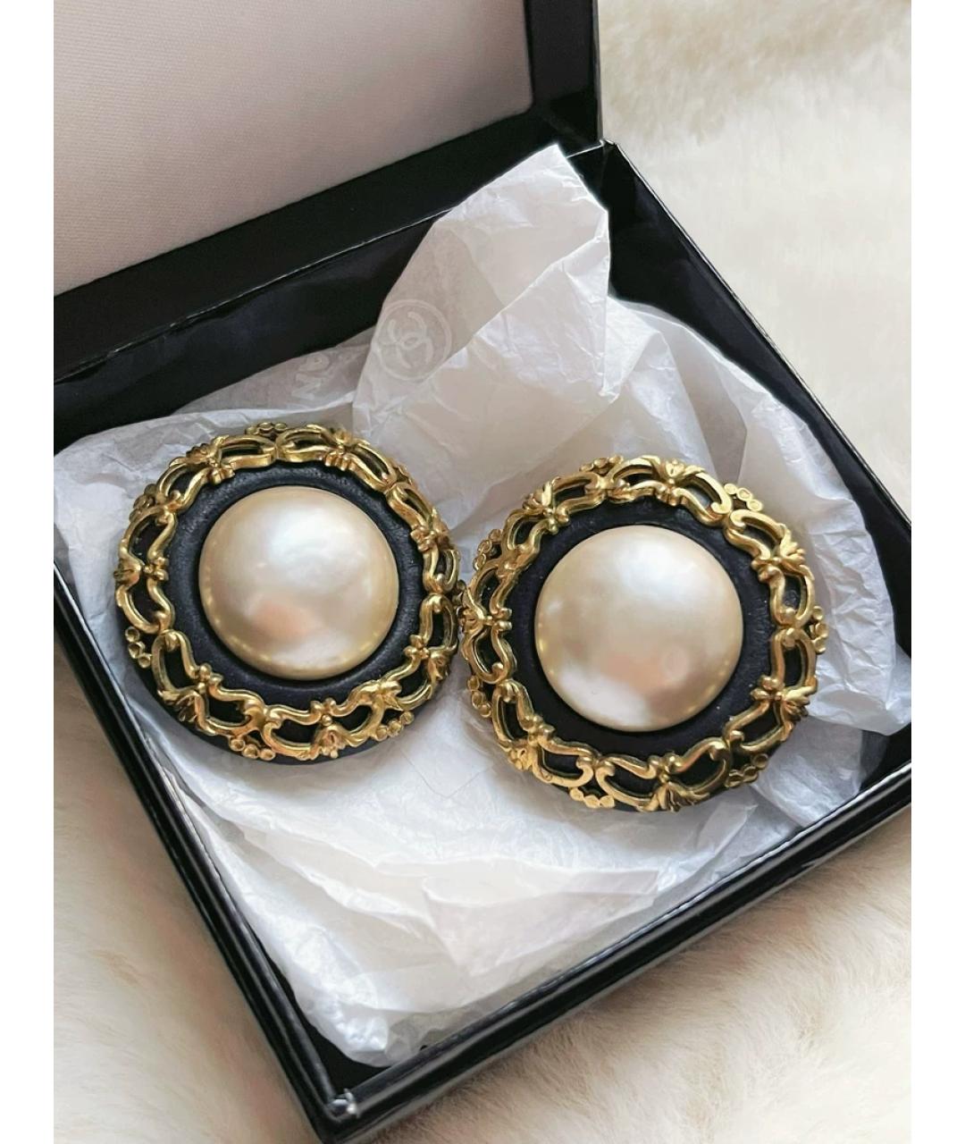 CHANEL Черные жемчужные серьги, фото 4