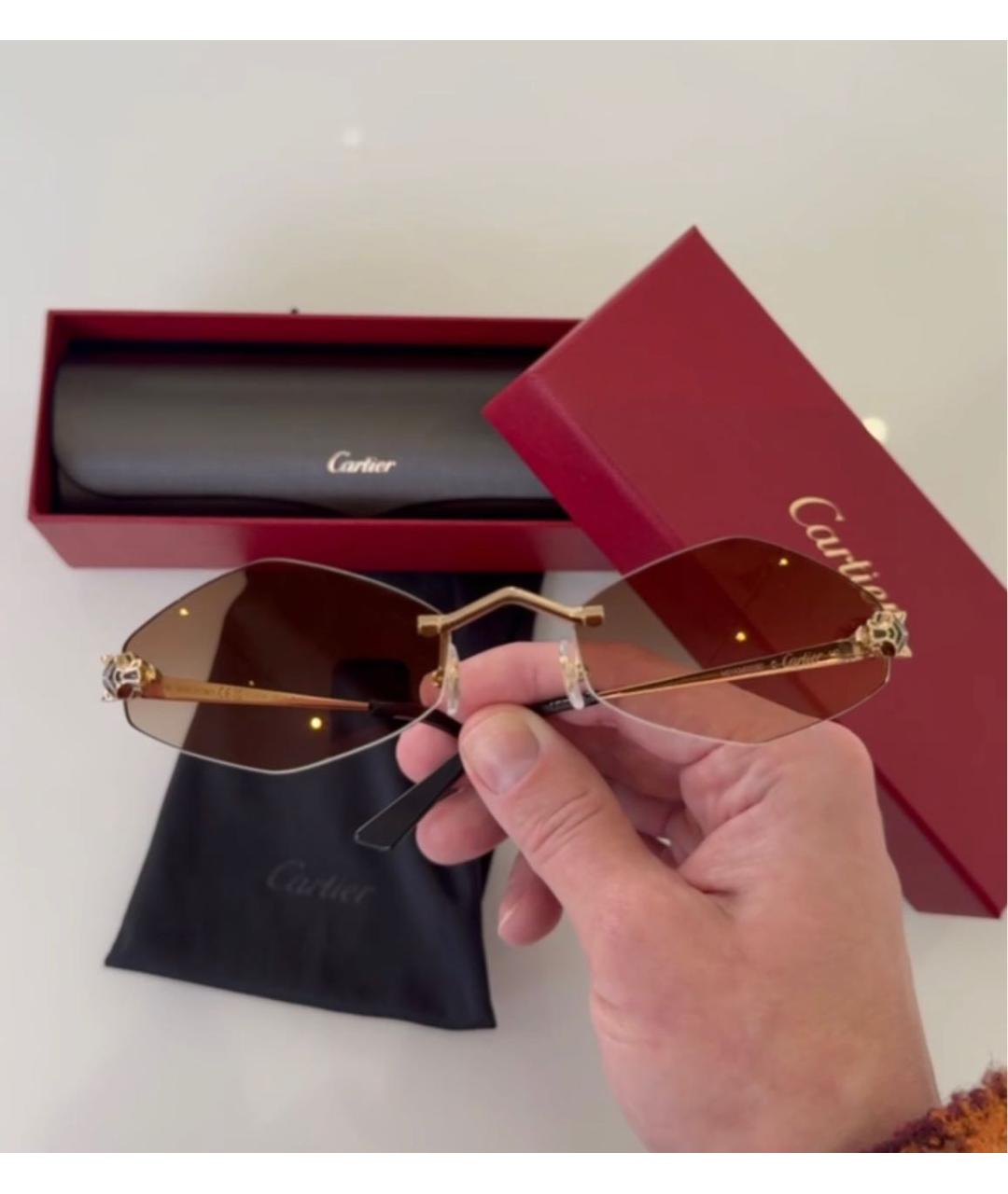 CARTIER Золотые металлические солнцезащитные очки, фото 6