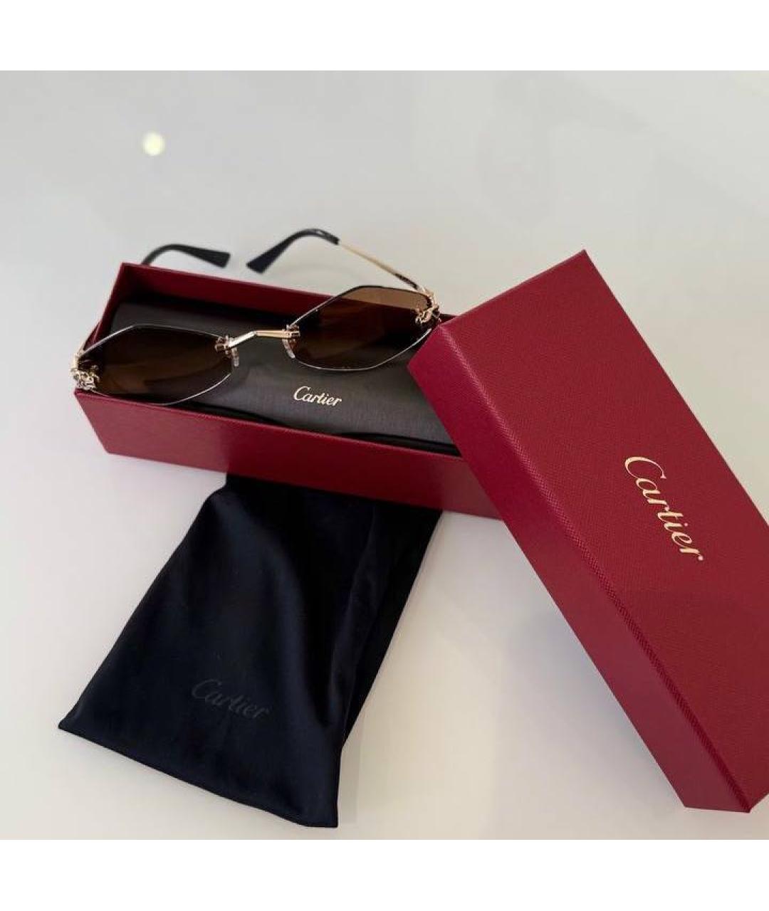 CARTIER Золотые металлические солнцезащитные очки, фото 5