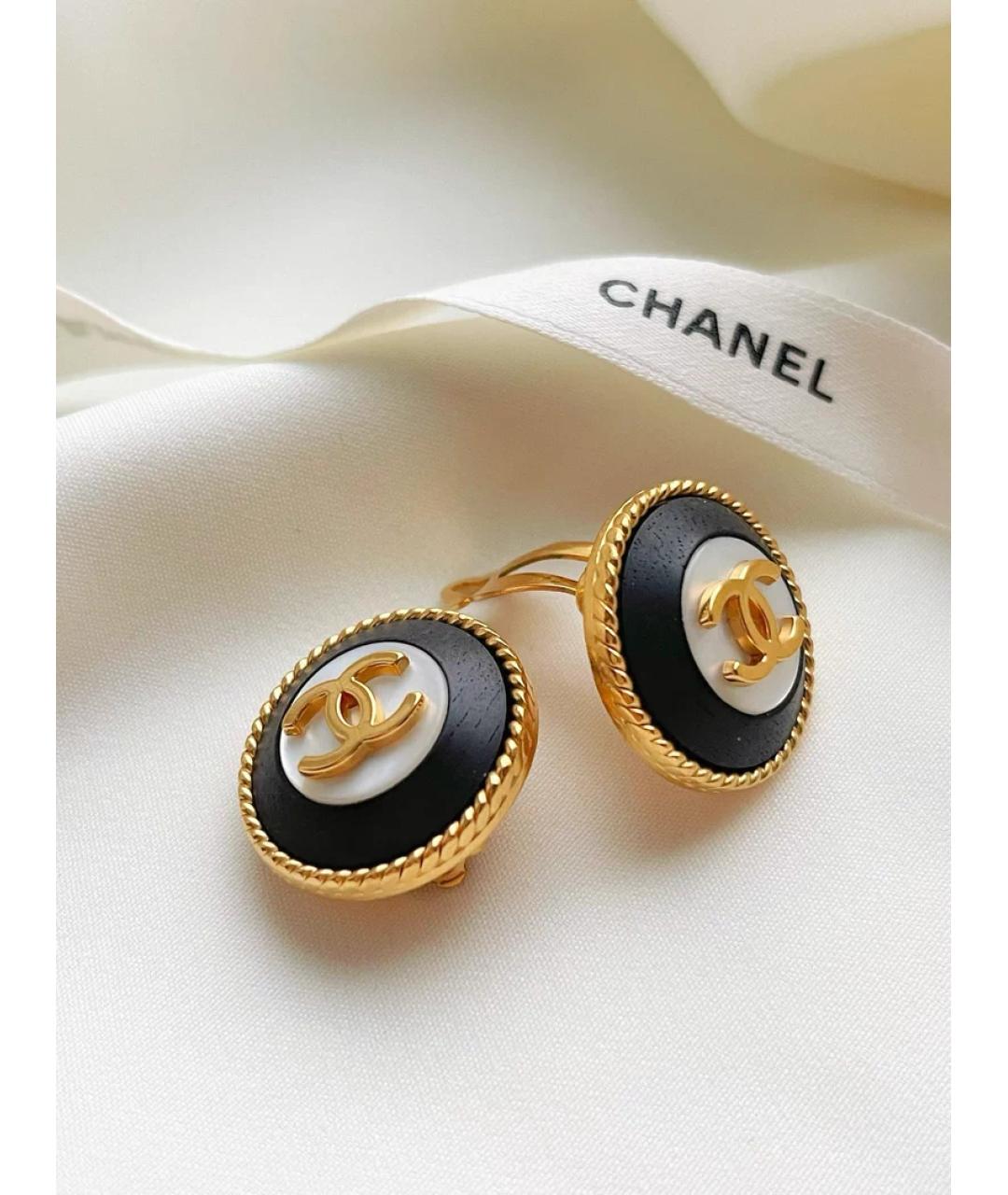 CHANEL Черные деревянные серьги, фото 2