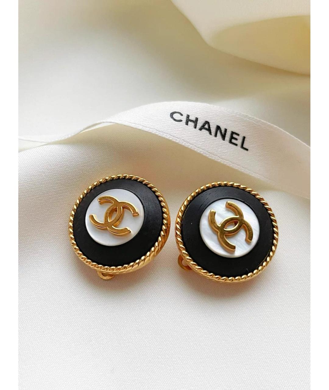 CHANEL Черные деревянные серьги, фото 5
