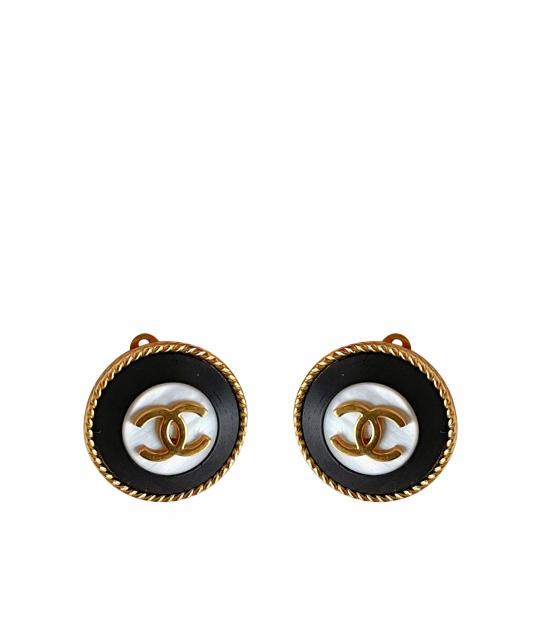 CHANEL Черные деревянные серьги, фото 1