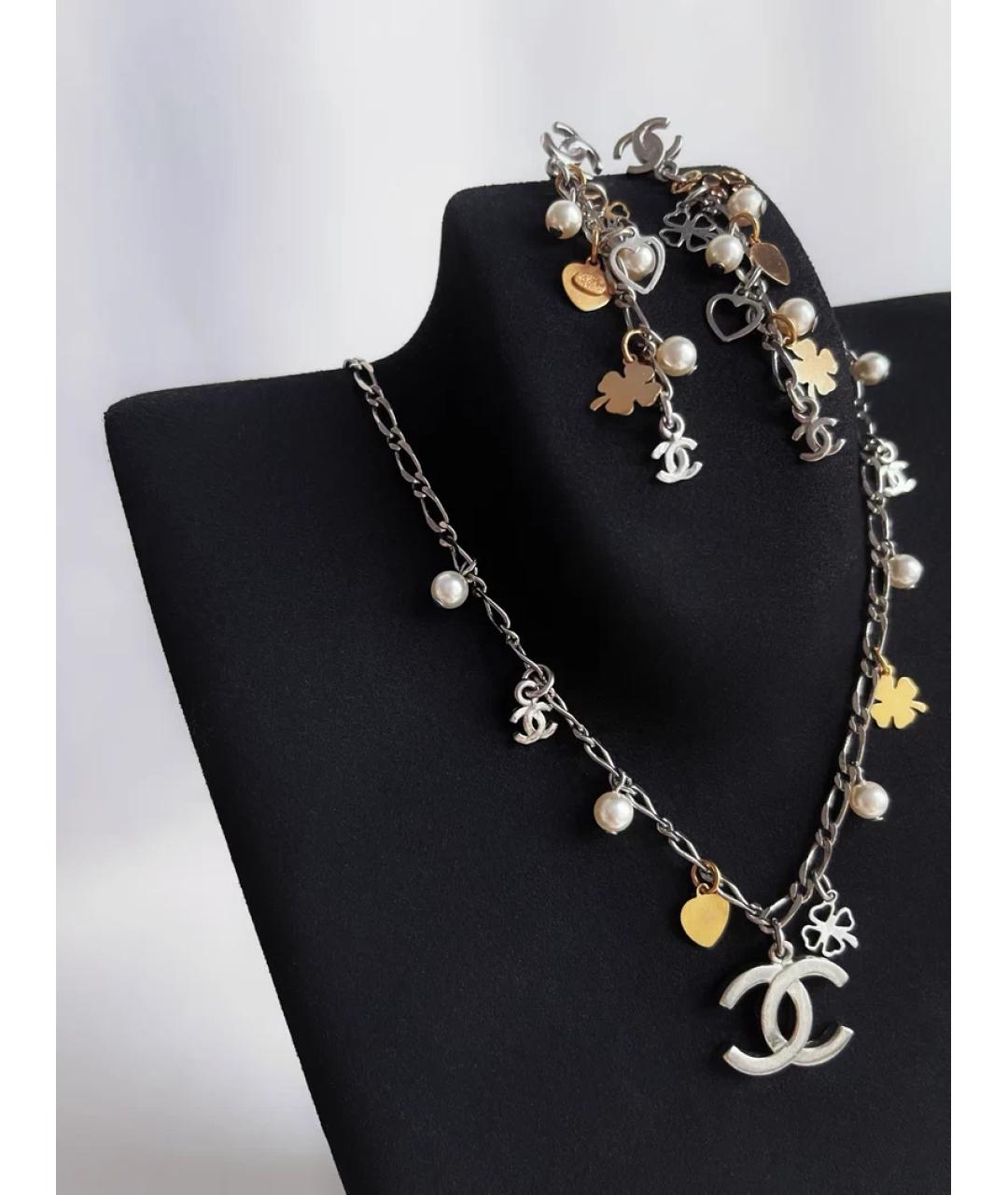 CHANEL Серебряное металлическое колье, фото 2