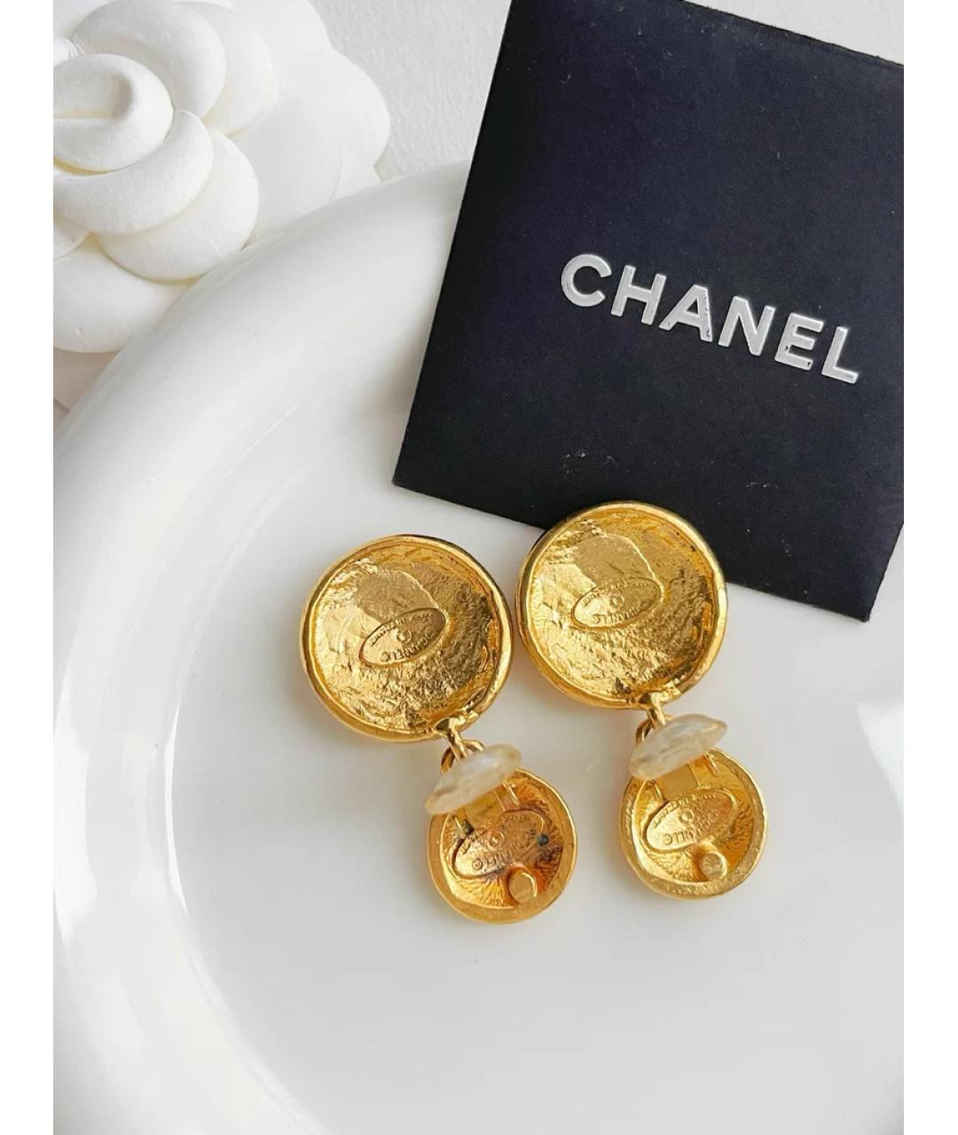 CHANEL Золотые металлические серьги, фото 2