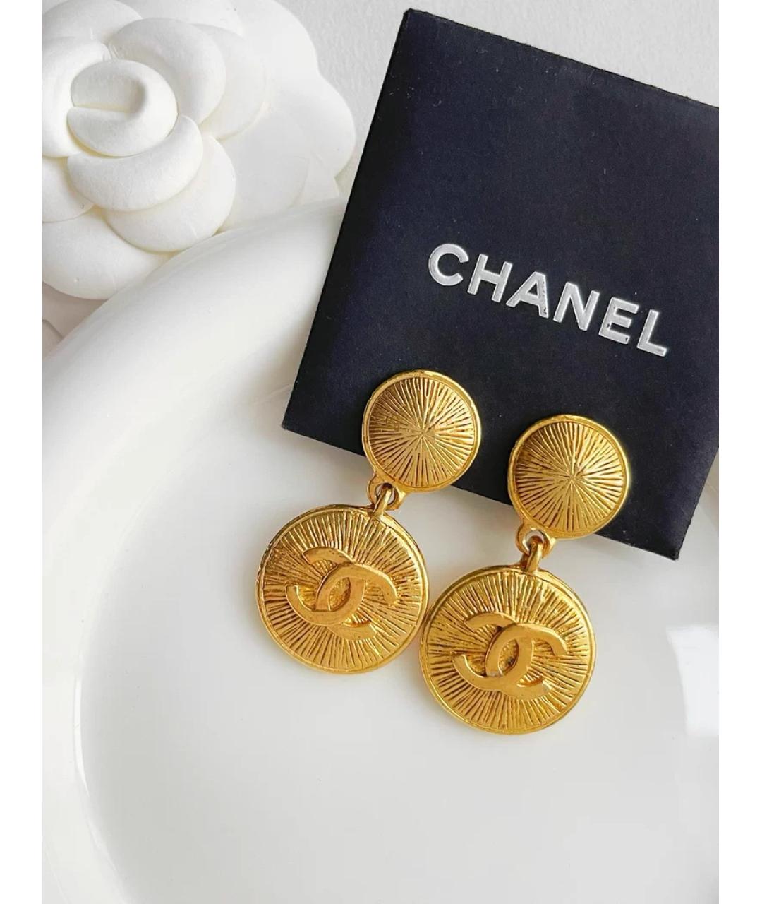 CHANEL Золотые металлические серьги, фото 4