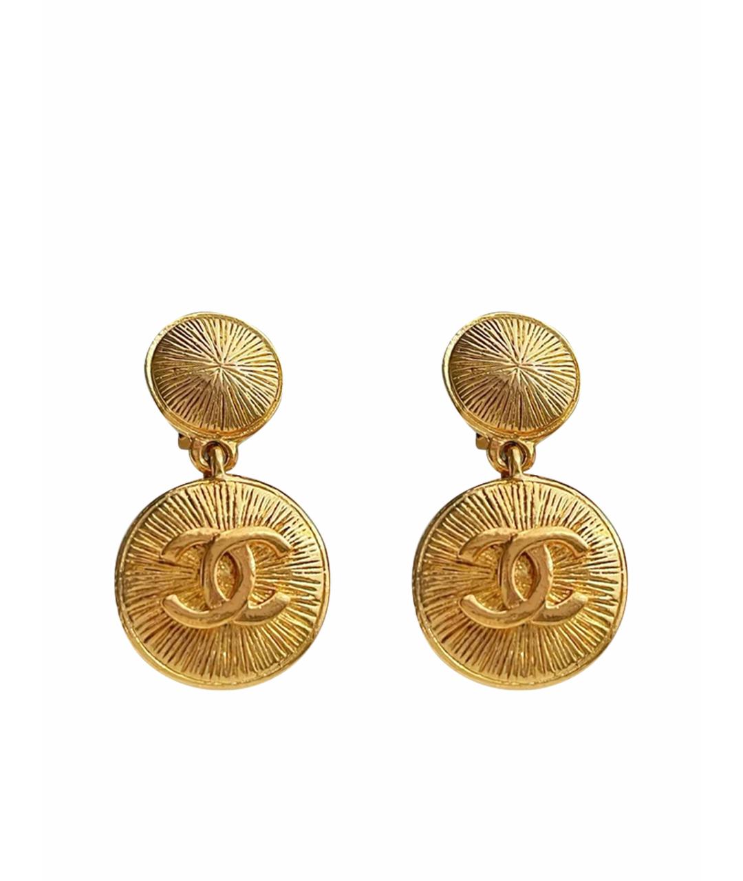 CHANEL Золотые металлические серьги, фото 1
