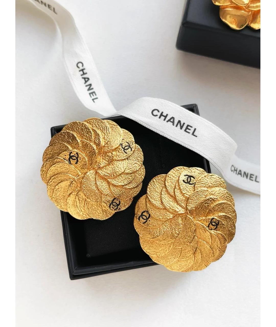 CHANEL Золотые металлические серьги, фото 4
