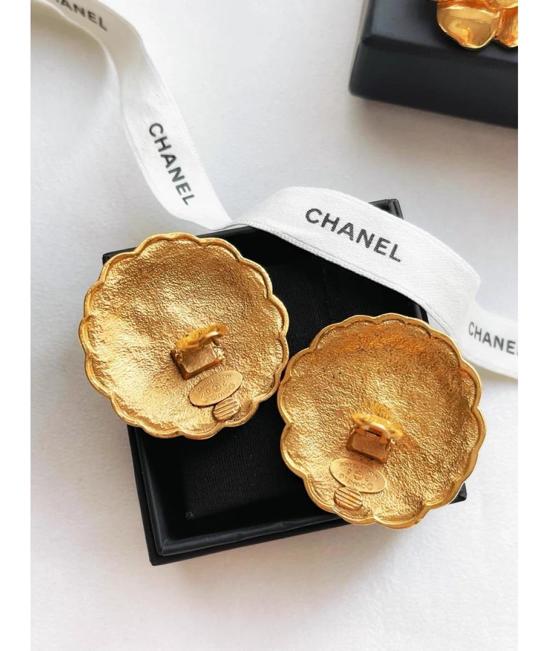 CHANEL Золотые металлические серьги, фото 2