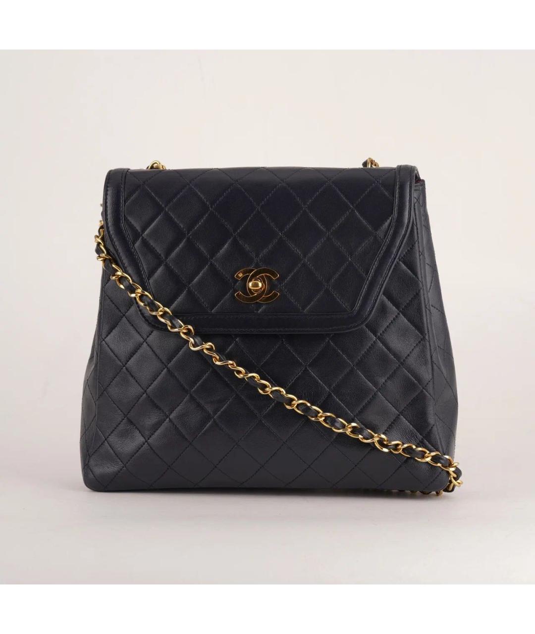 CHANEL Темно-синяя кожаная сумка через плечо, фото 9