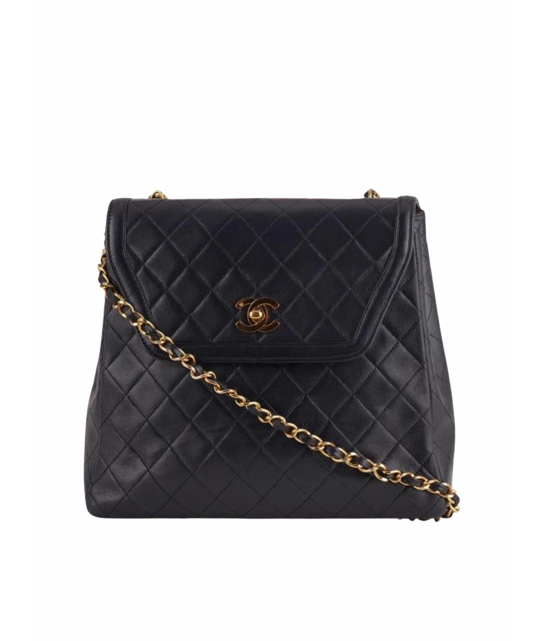 CHANEL Темно-синяя кожаная сумка через плечо, фото 1