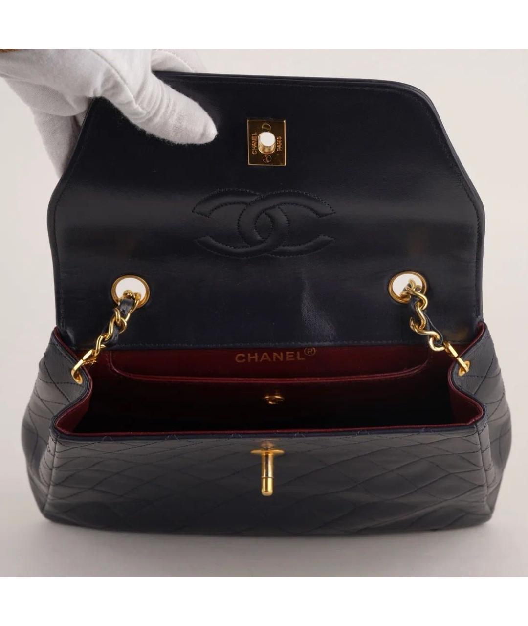 CHANEL Темно-синяя кожаная сумка через плечо, фото 7