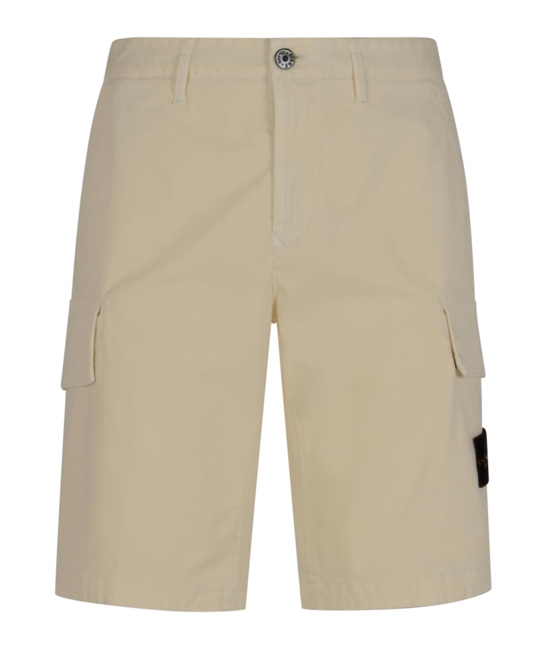 STONE ISLAND Белые хлопковые шорты, фото 1