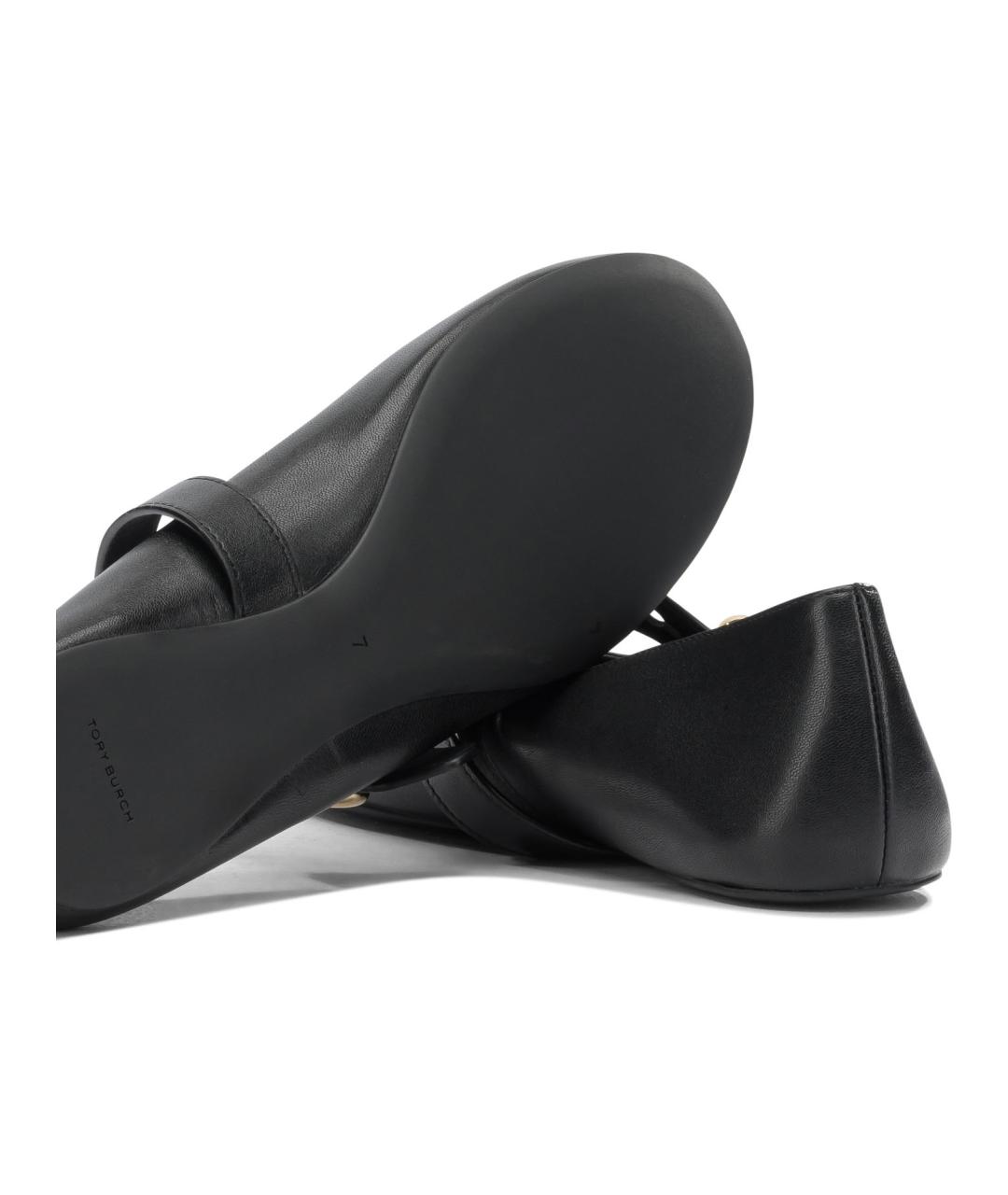 TORY BURCH Черные кожаные балетки, фото 5