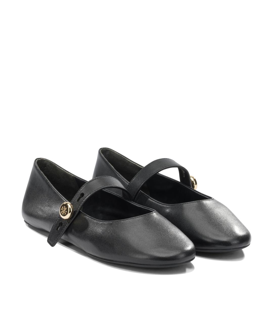 TORY BURCH Черные кожаные балетки, фото 2