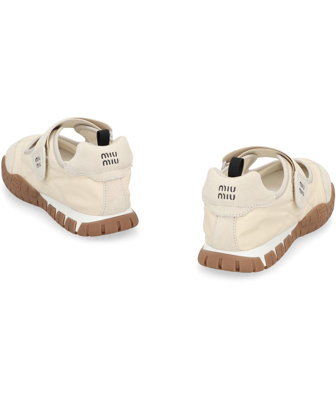 MIU MIU Бежевые текстильные балетки, фото 4