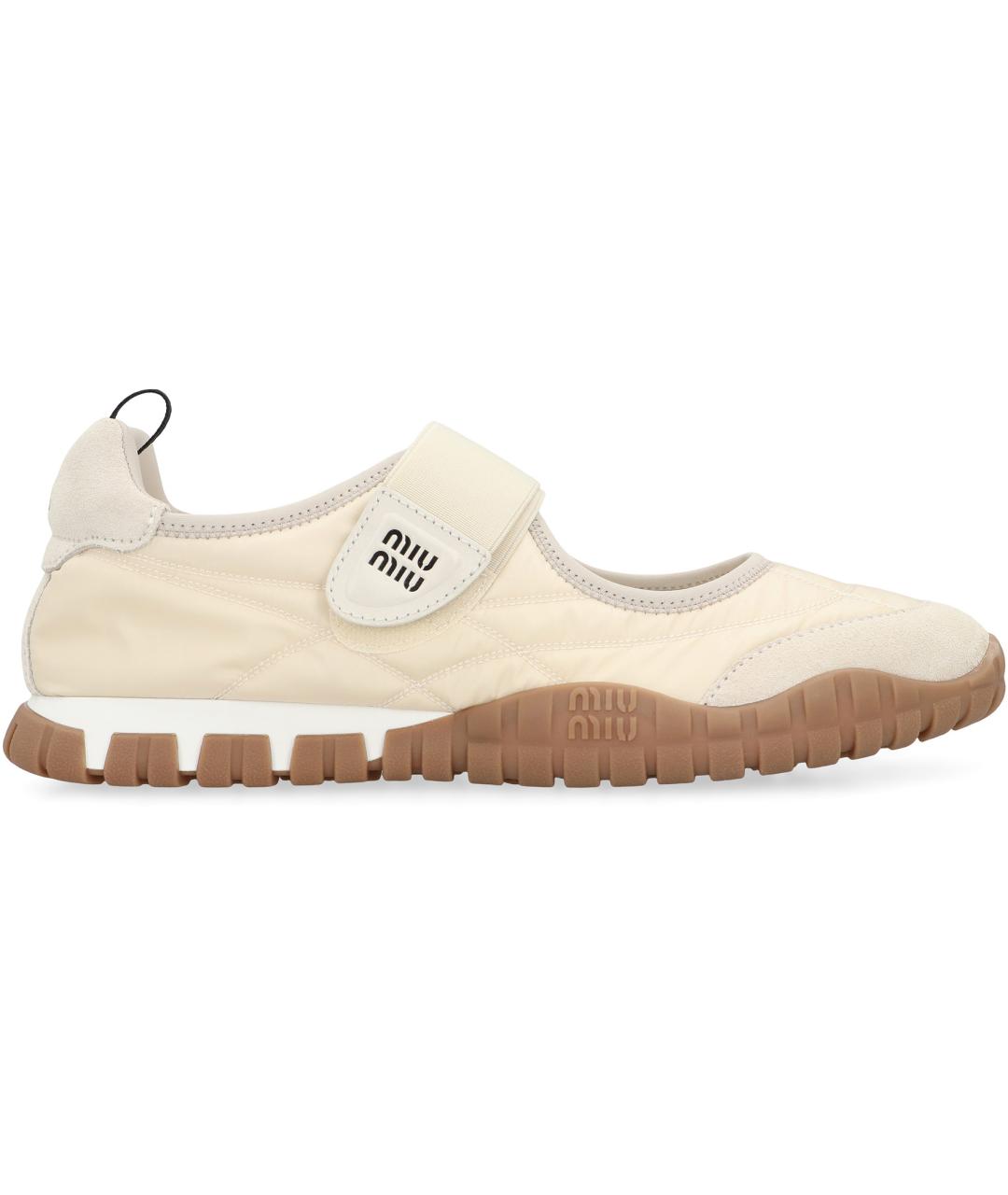 MIU MIU Бежевые текстильные балетки, фото 2