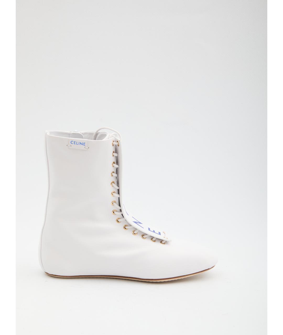 CELINE Белые кожаные ботинки, фото 6