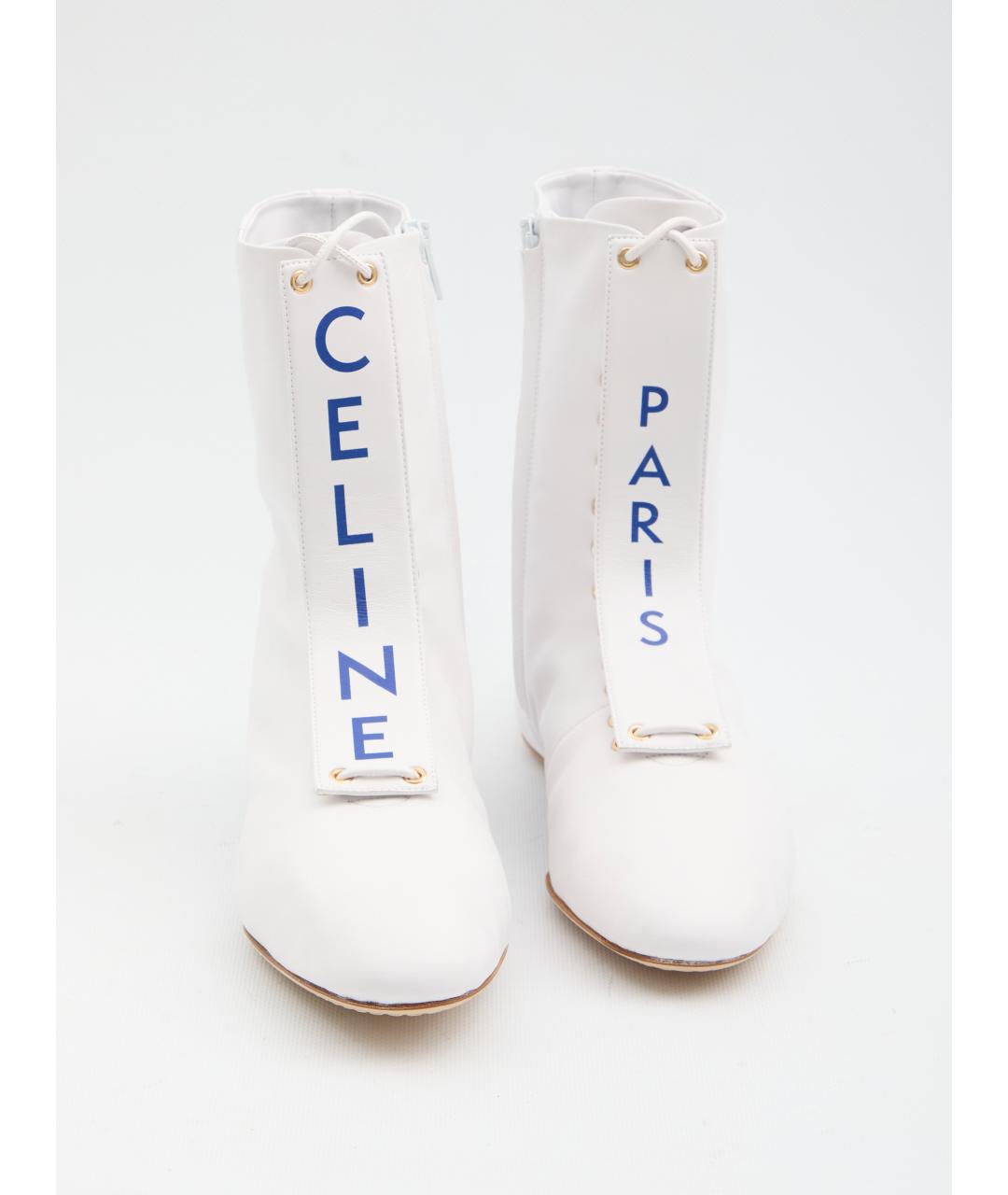 CELINE Белые кожаные ботинки, фото 5