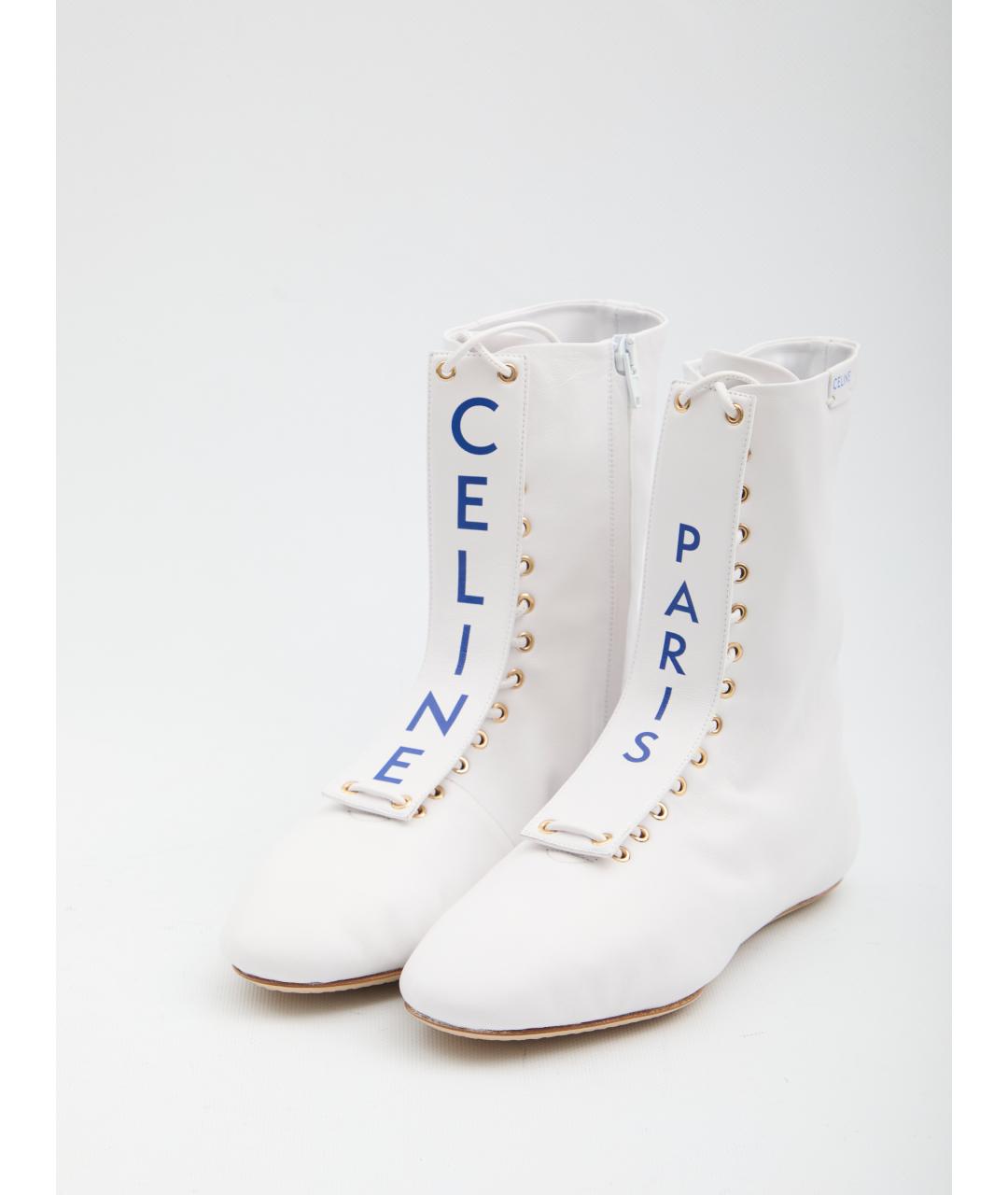 CELINE Белые кожаные ботинки, фото 2