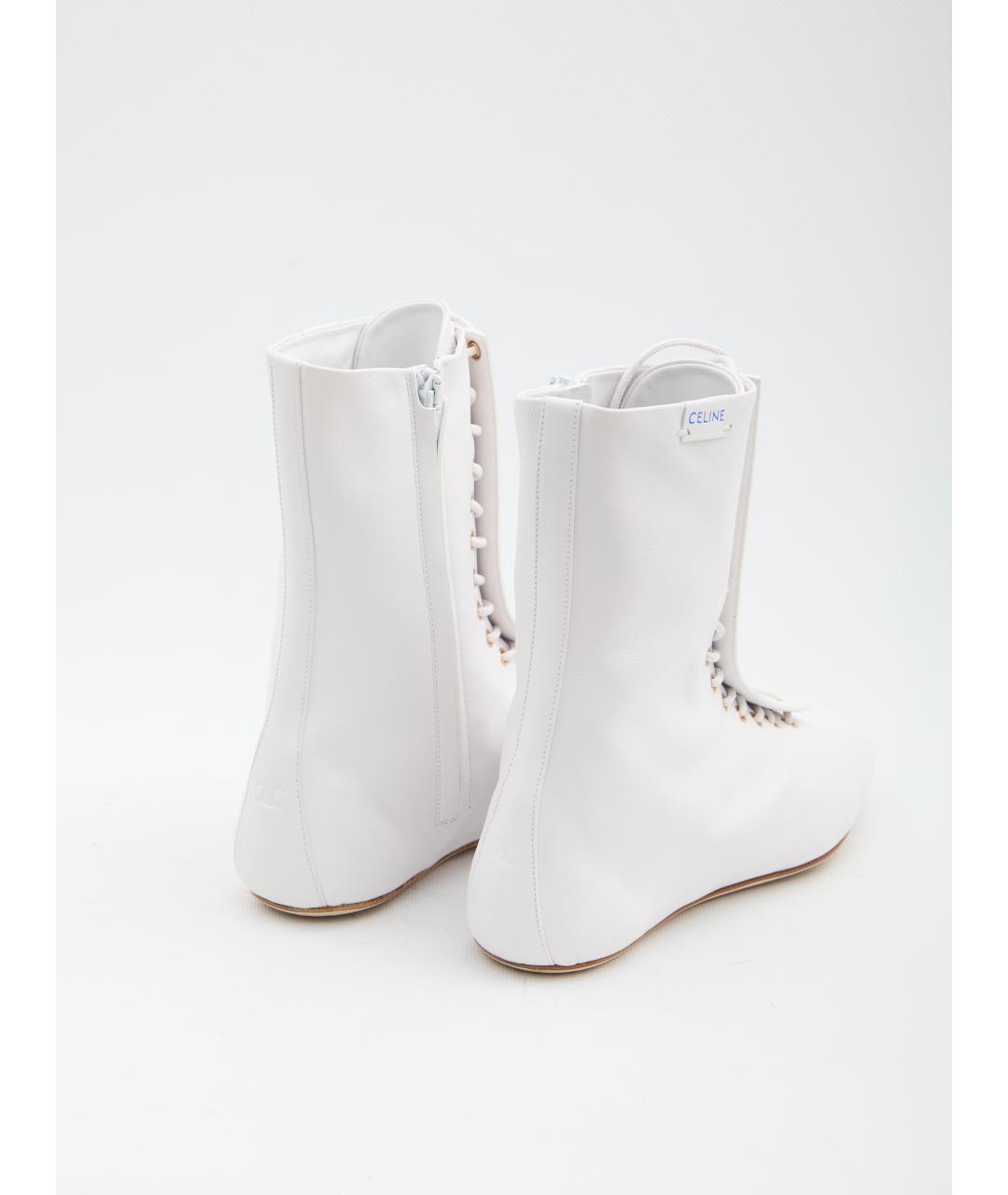 CELINE Белые кожаные ботинки, фото 3
