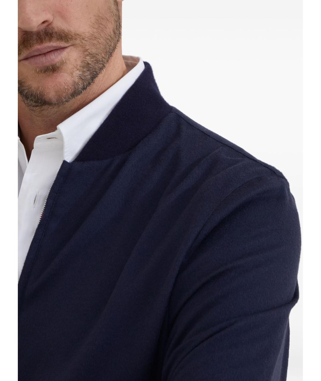 BRUNELLO CUCINELLI Темно-синяя кашемировая куртка, фото 4