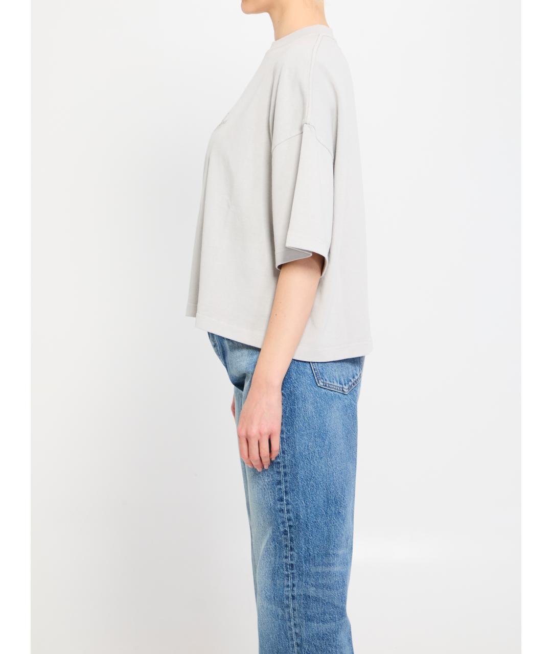 JACQUEMUS Серая хлопковая футболка, фото 3