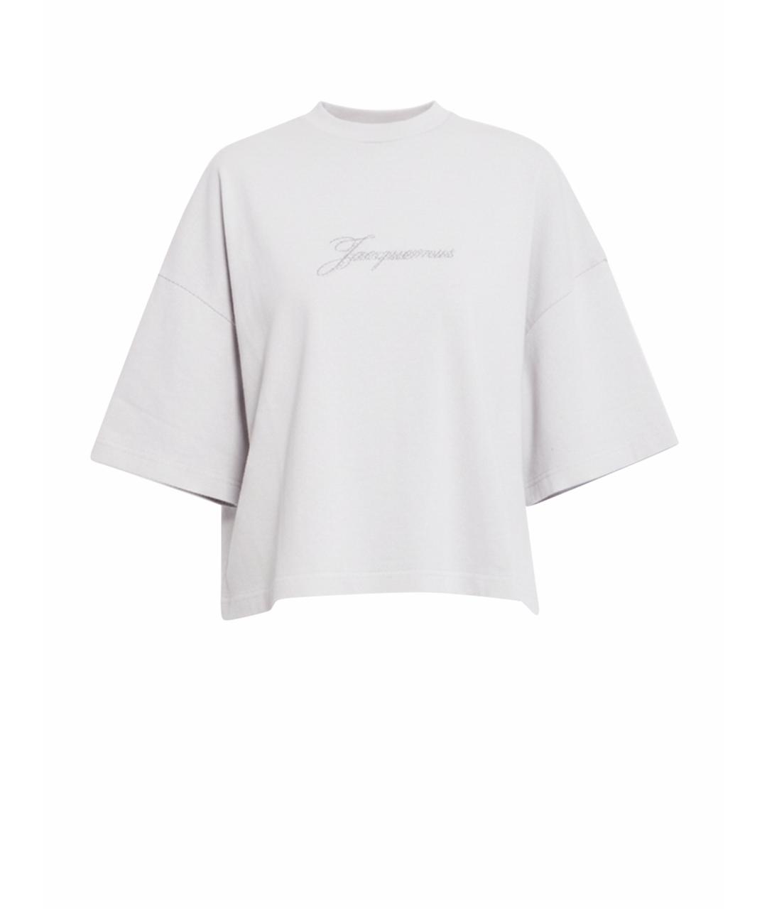 JACQUEMUS Серая хлопковая футболка, фото 1