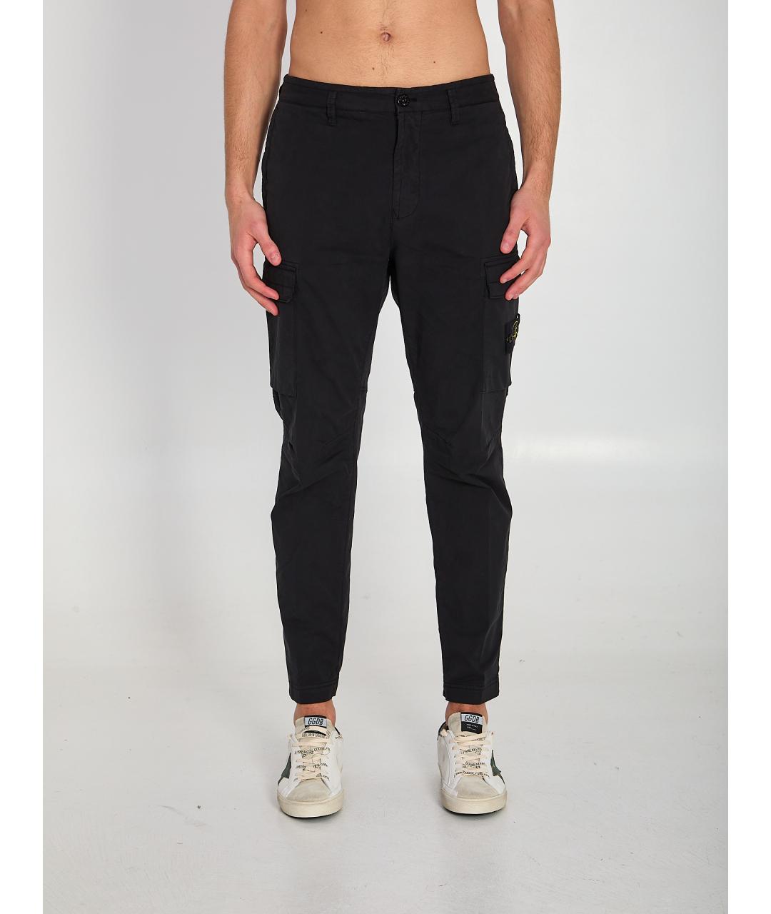 STONE ISLAND Черные хлопковые повседневные брюки, фото 2