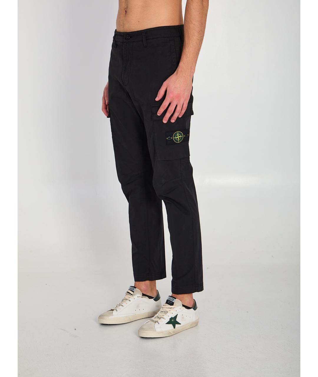 STONE ISLAND Черные хлопковые повседневные брюки, фото 3