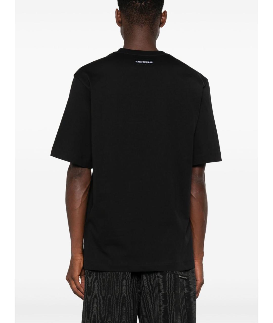 MARINE SERRE Черная хлопковая футболка, фото 2