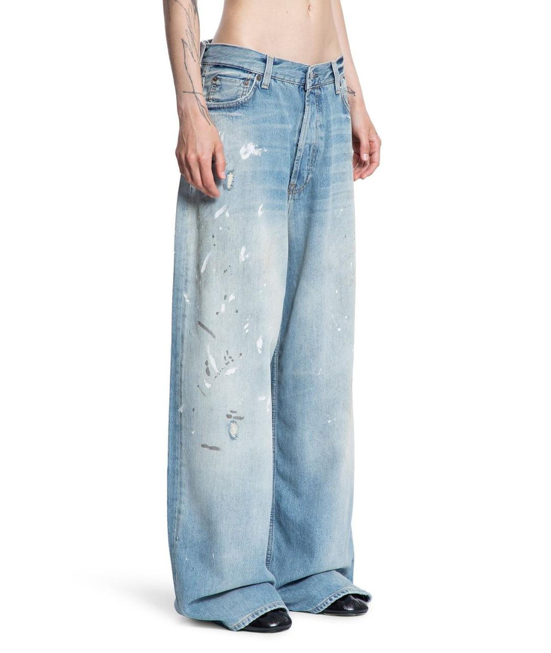 ACNE STUDIOS Голубые хлопковые прямые джинсы, фото 2