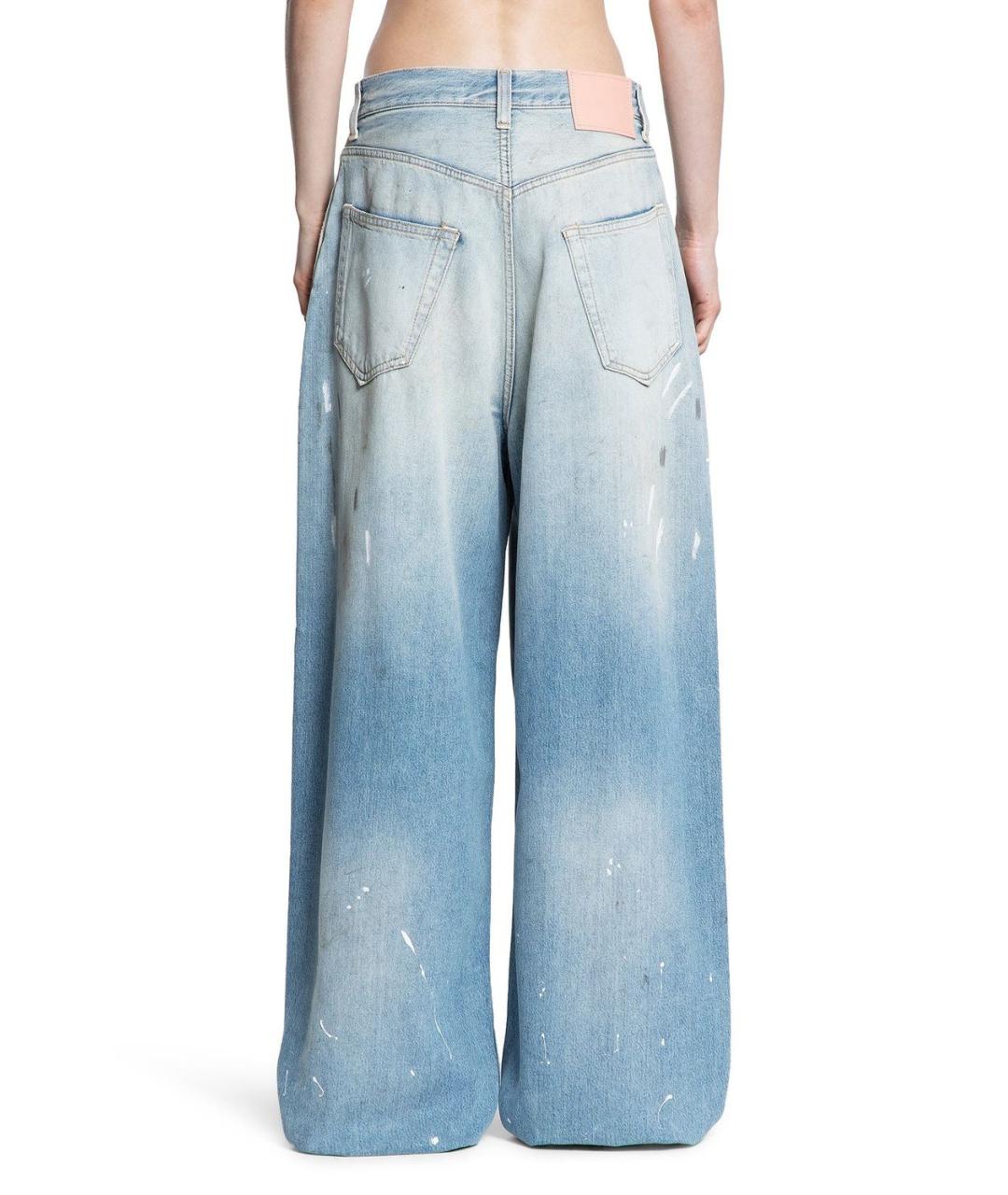 ACNE STUDIOS Голубые хлопковые прямые джинсы, фото 3