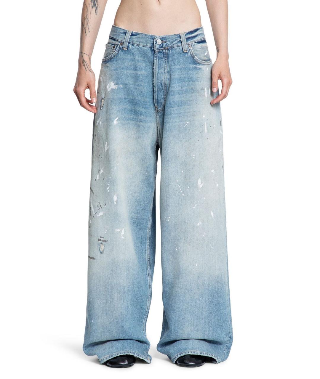 ACNE STUDIOS Голубые хлопковые прямые джинсы, фото 1
