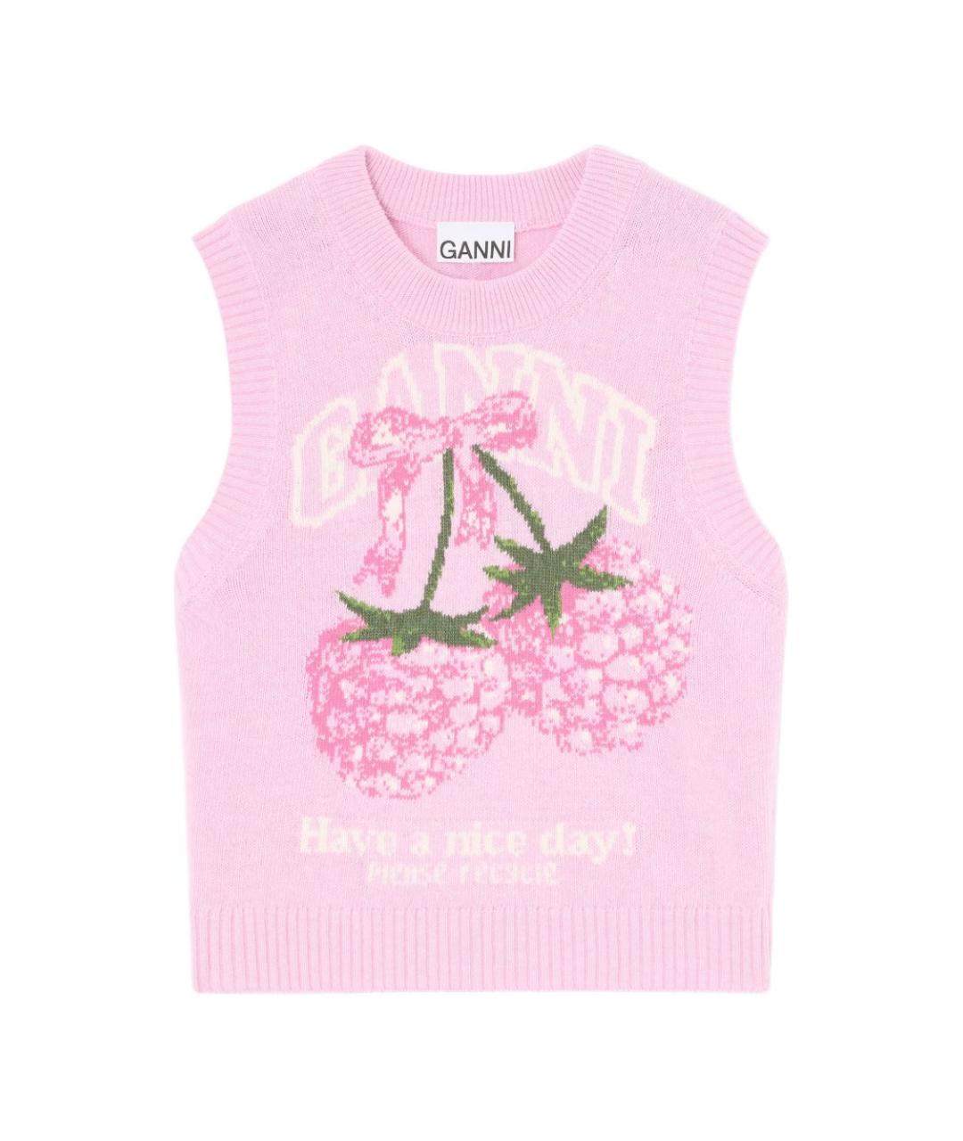 GANNI Розовая шерстяная жилетка, фото 1