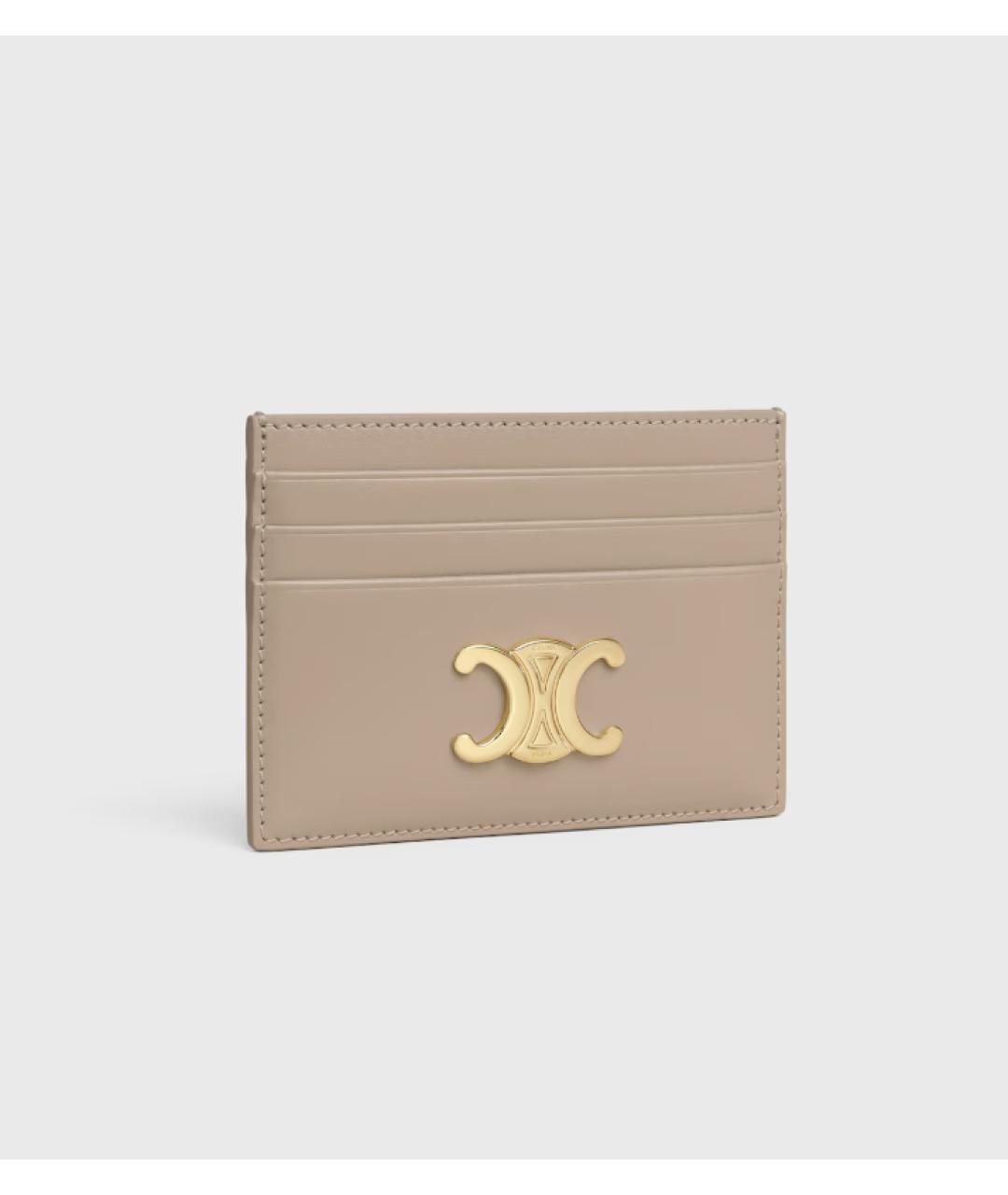 CELINE Бежевый кожаный кардхолдер, фото 2
