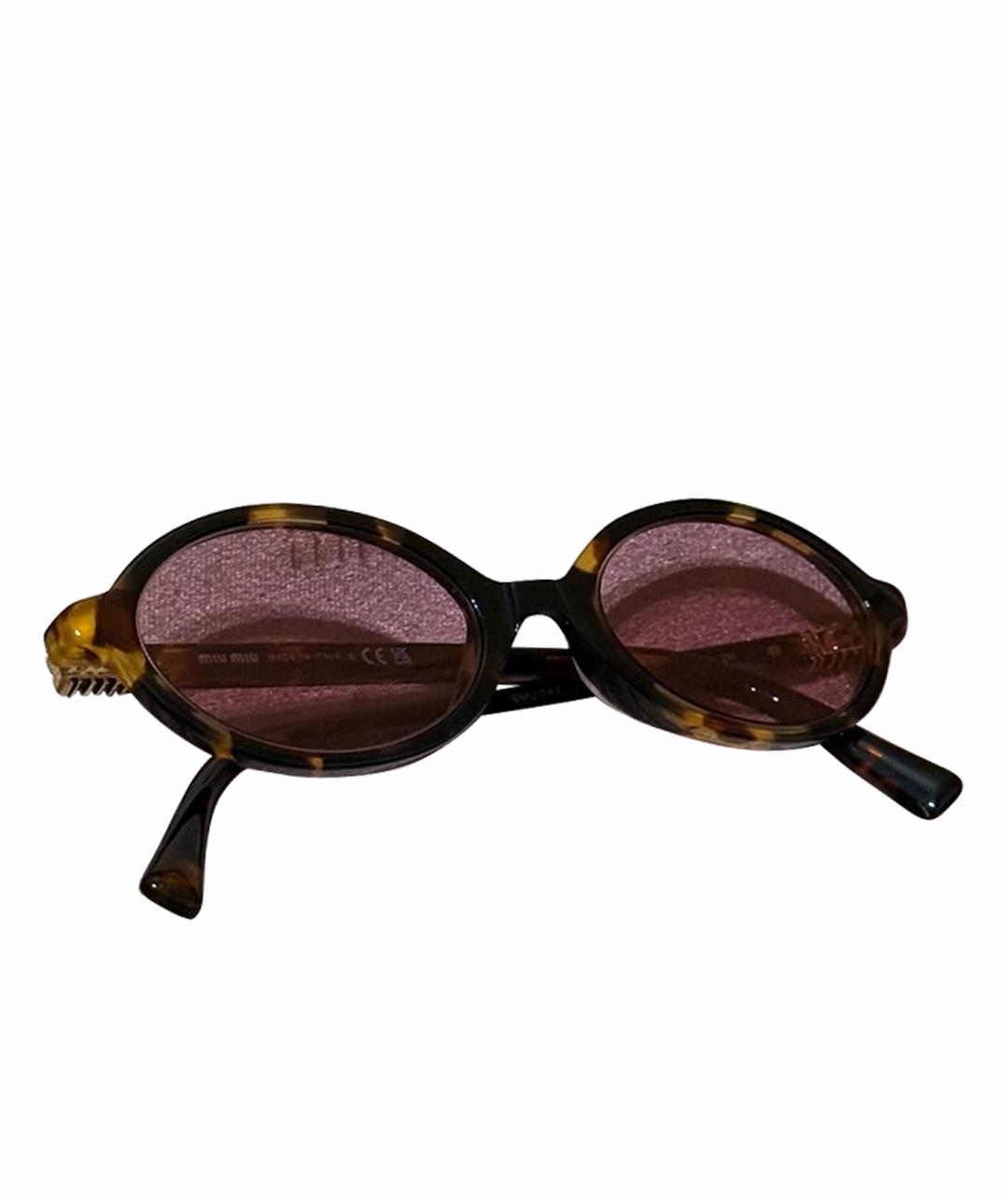 MIU MIU Коричневые пластиковые солнцезащитные очки, фото 1