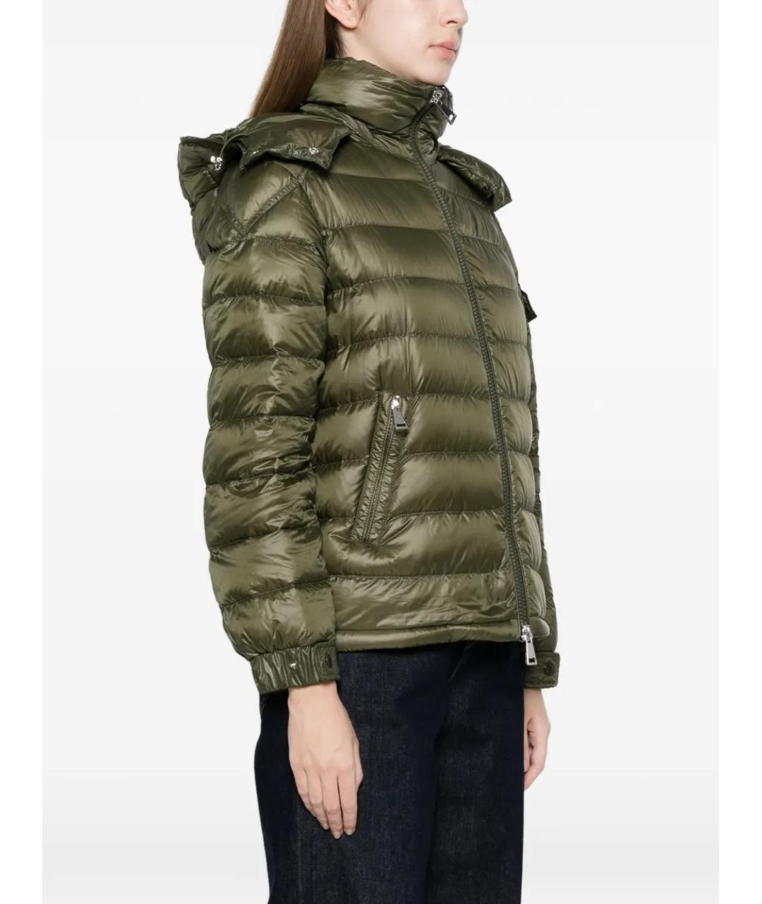 MONCLER Зеленый полиамидовый пуховик, фото 3