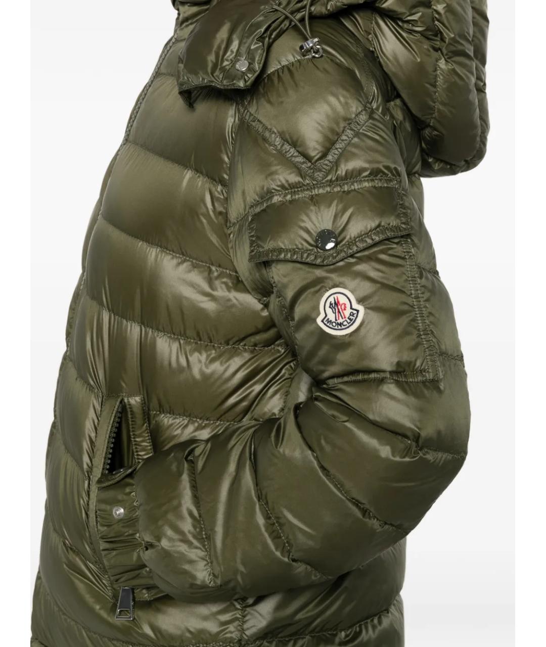 MONCLER Зеленый полиамидовый пуховик, фото 4