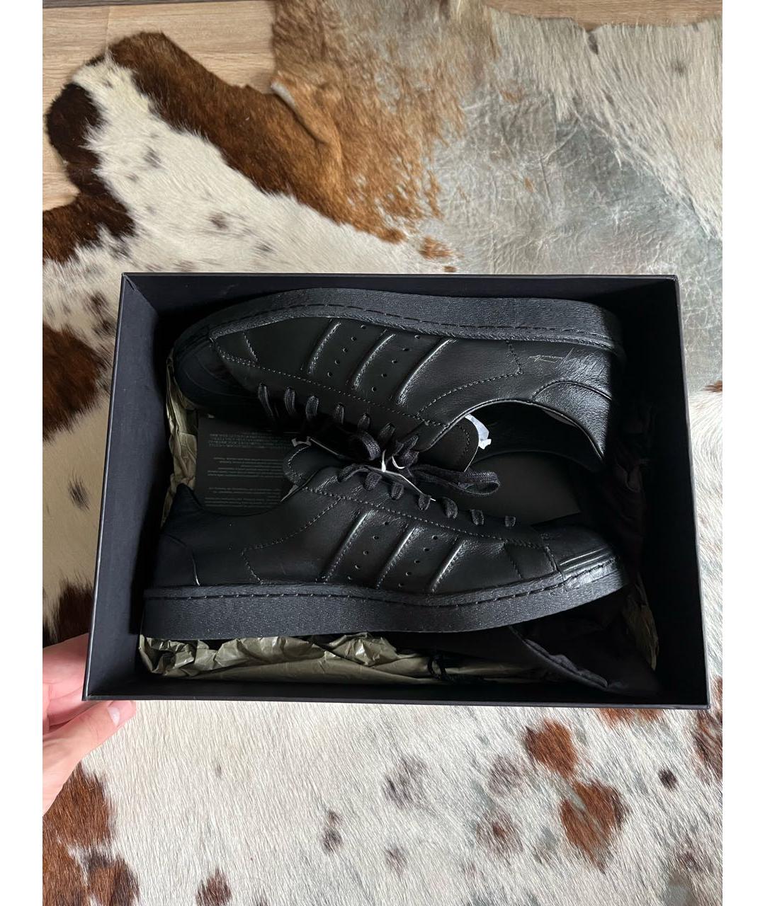 Y-3 Черные кожаные низкие кроссовки / кеды, фото 9