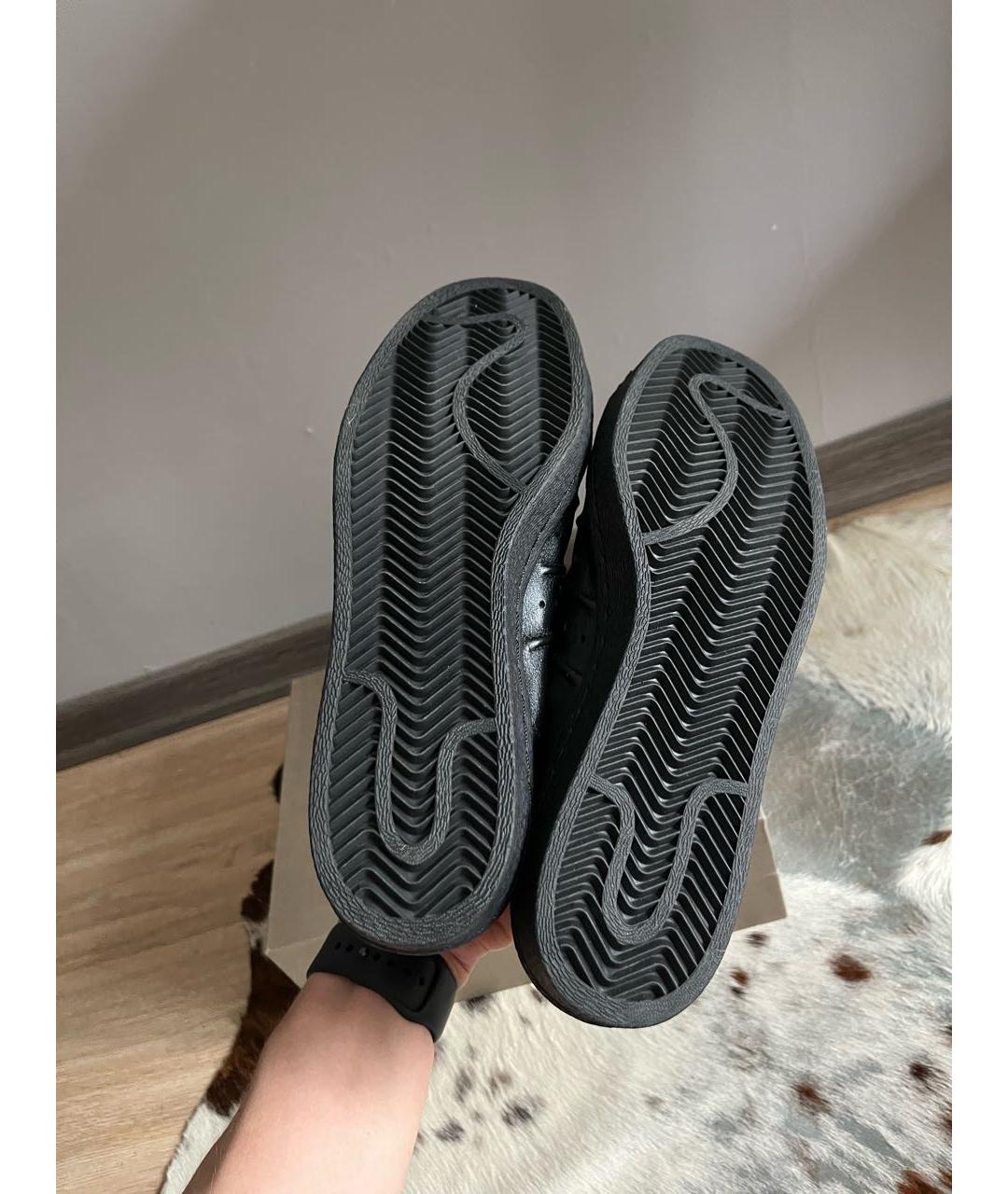 Y-3 Черные кожаные низкие кроссовки / кеды, фото 4