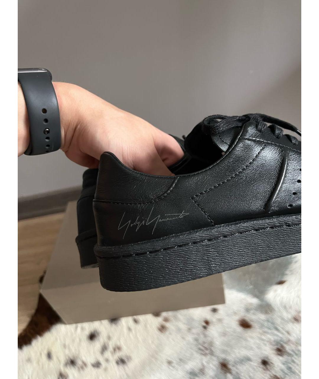 Y-3 Черные кожаные низкие кроссовки / кеды, фото 6