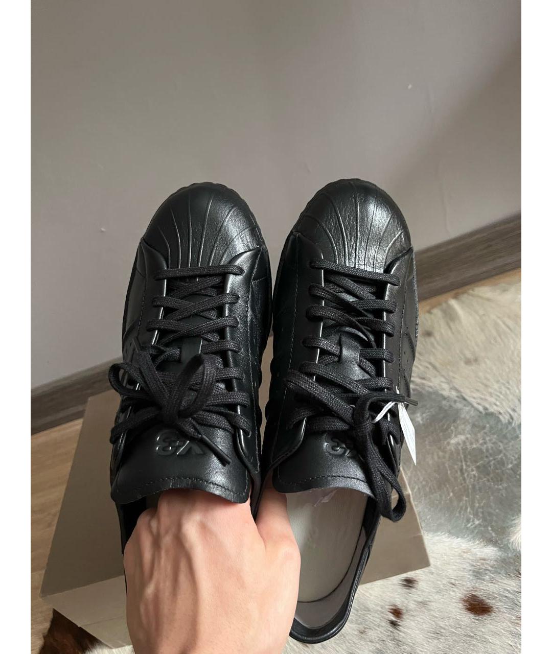 Y-3 Черные кожаные низкие кроссовки / кеды, фото 7