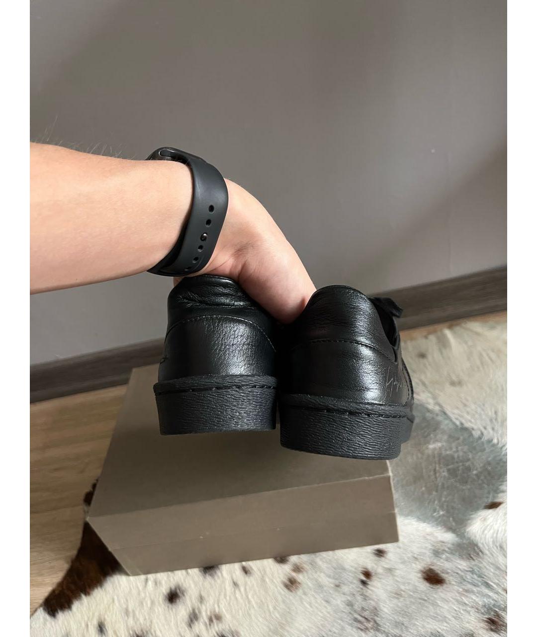Y-3 Черные кожаные низкие кроссовки / кеды, фото 5