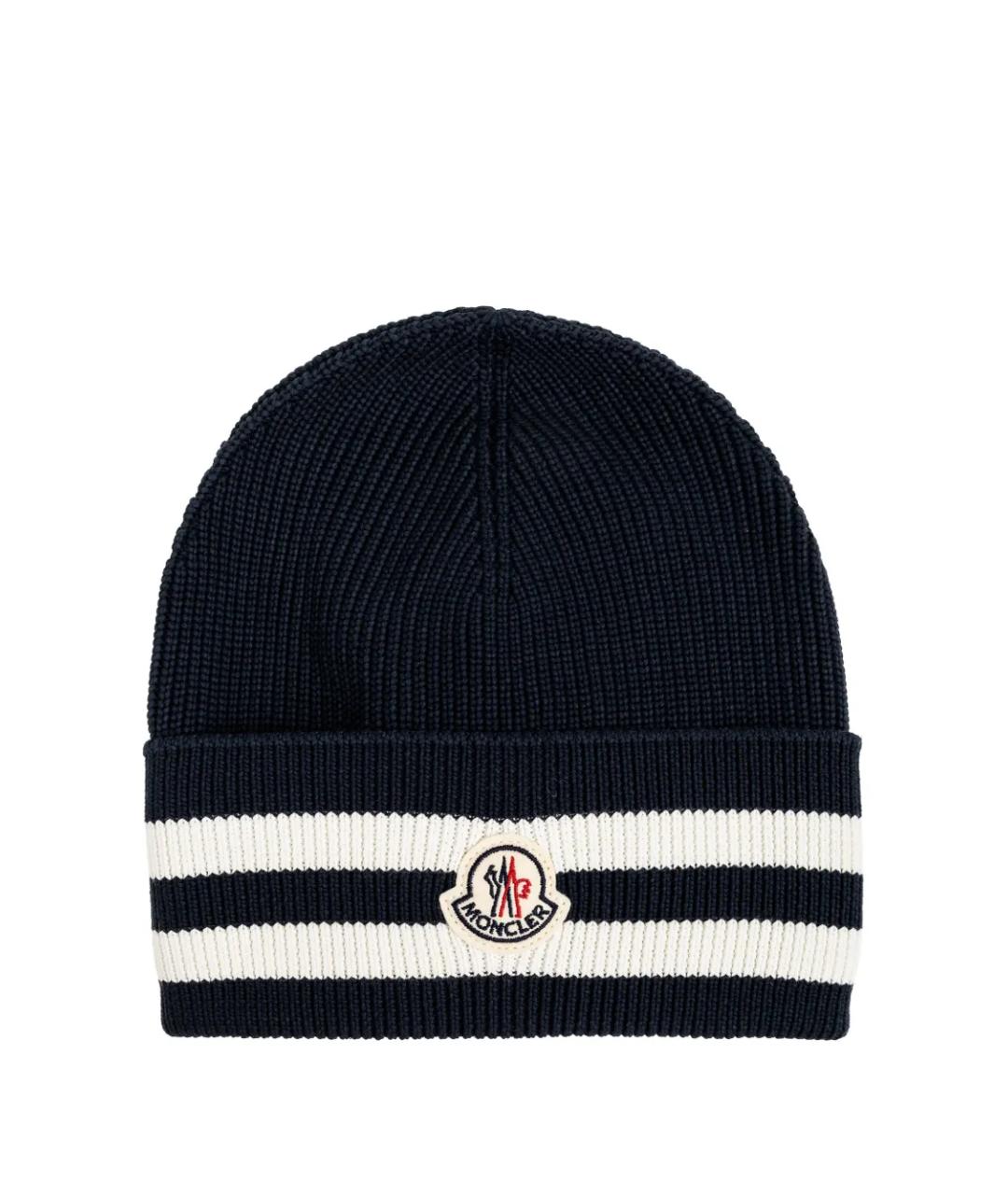 MONCLER Темно-синяя хлопковая шапка, фото 1