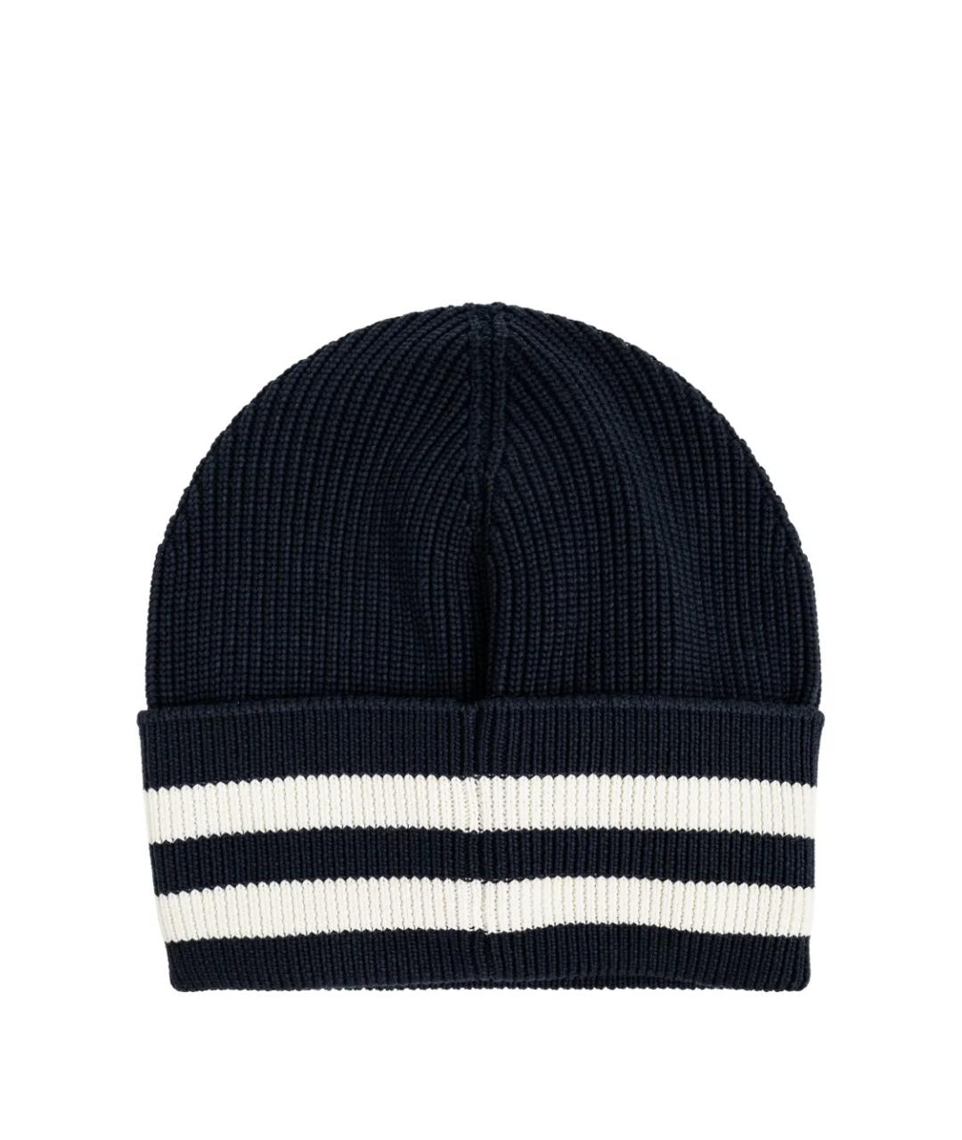 MONCLER Темно-синяя хлопковая шапка, фото 2