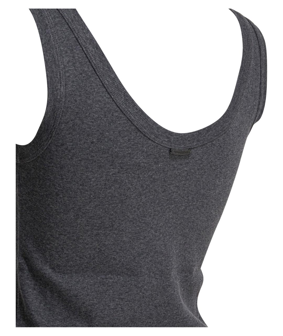 BRUNELLO CUCINELLI Серая хлопковая майка, фото 3