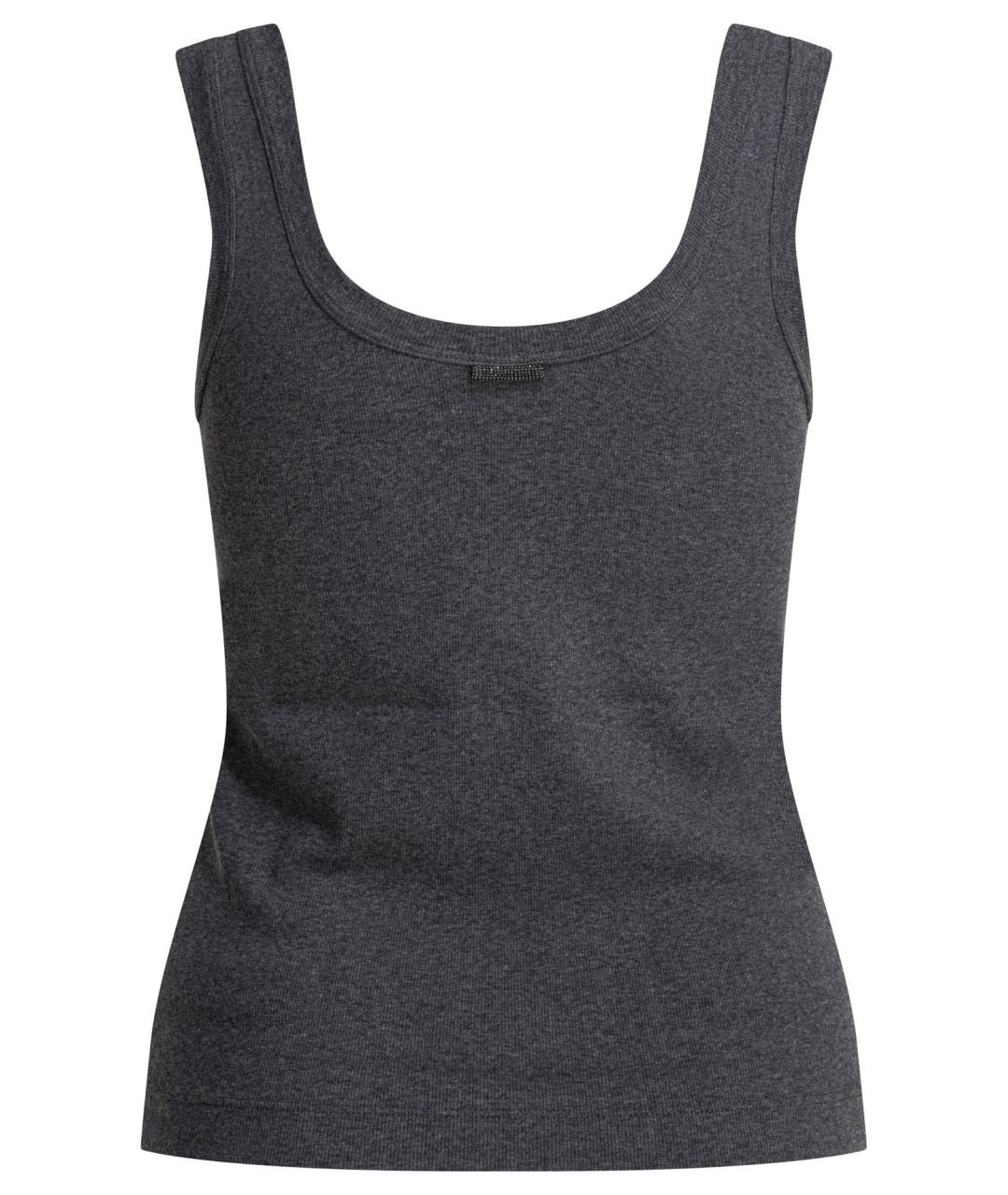 BRUNELLO CUCINELLI Серая хлопковая майка, фото 2