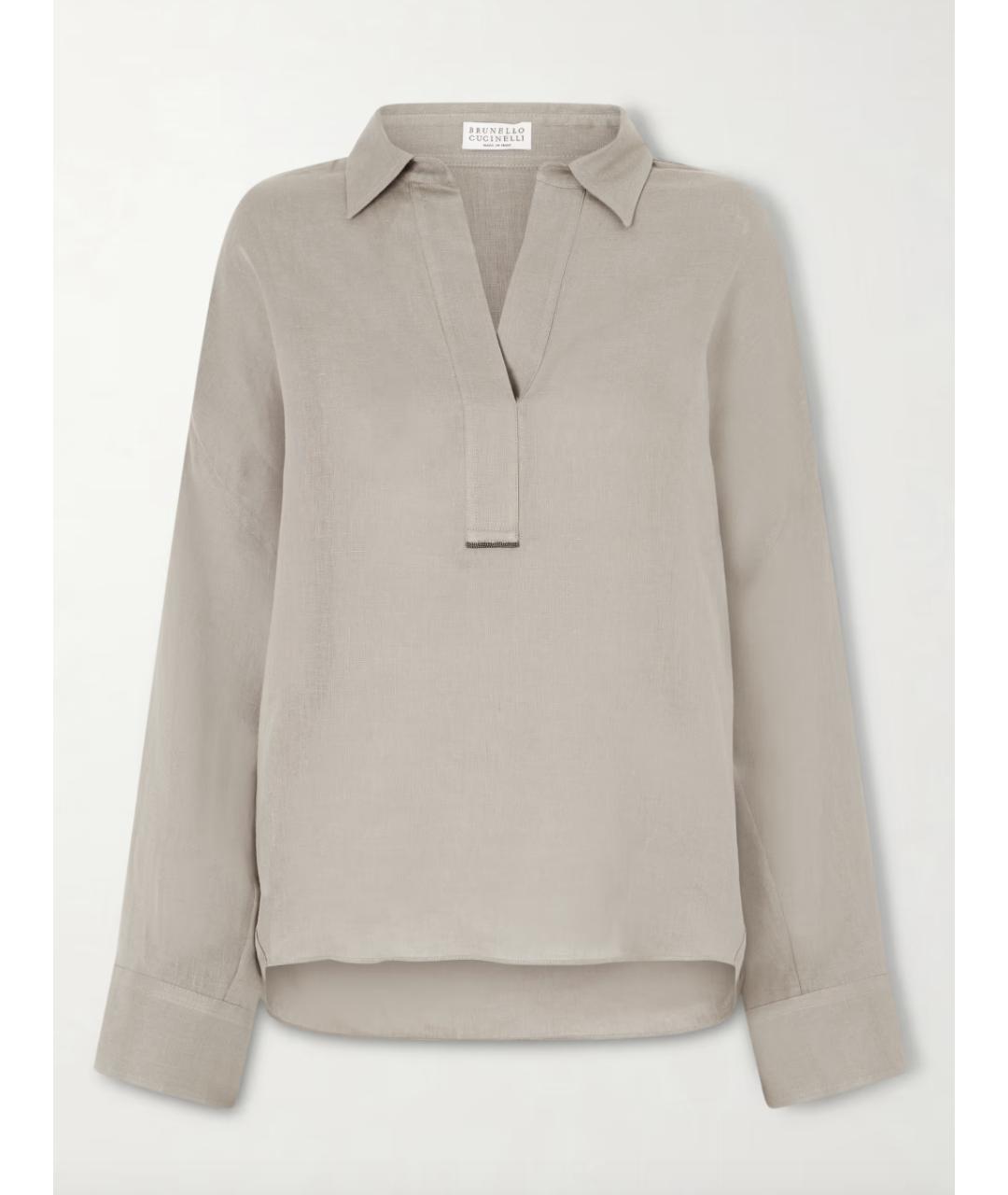 BRUNELLO CUCINELLI Зеленая льняная футболка, фото 6